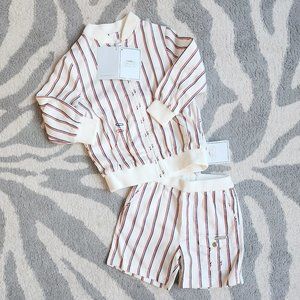 Striped Baseball Lightweight 2 piece Set - Jacket 3T Shorts 2T